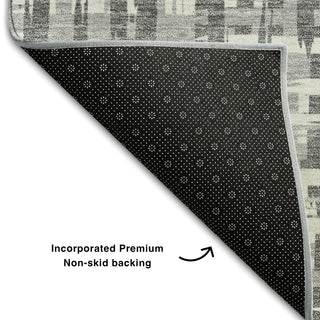 Piper Looms Mayfield Lines AMF1059 Gray Machine Washable Area Rug Backing Image