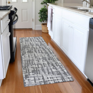 Piper Looms Mayfield Lines AMF1059 Gray Machine Washable Area Rug Runner Lifestyle Image Feature