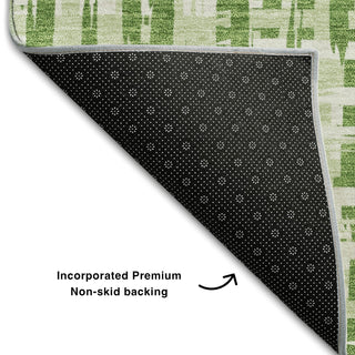 Piper Looms Mayfield Lines AMF1059 Green Machine Washable Area Rug Backing Image