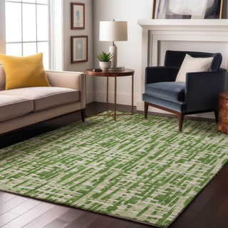 Piper Looms Mayfield Lines AMF1059 Green Machine Washable Area Rug Lifestyle Image Feature