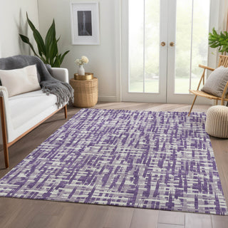 Piper Looms Mayfield Lines AMF1059 Purple Machine Washable Area Rug Lifestyle Image Feature