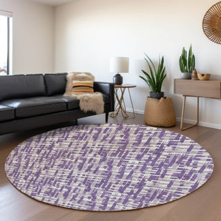 Piper Looms Mayfield Lines AMF1059 Purple Machine Washable Area Rug Round Lifestyle Image Feature