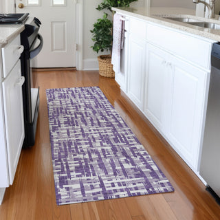Piper Looms Mayfield Lines AMF1059 Purple Machine Washable Area Rug Runner Lifestyle Image Feature