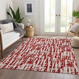 Piper Looms Mayfield Lines AMF1059 Red Machine Washable Area Rug Lifestyle Image Feature