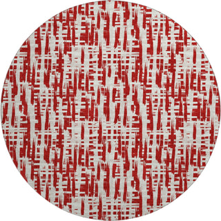 Piper Looms Mayfield Lines AMF1059 Red Machine Washable Area Rug Round Main Image