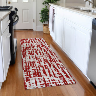 Piper Looms Mayfield Lines AMF1059 Red Machine Washable Area Rug Runner Lifestyle Image Feature
