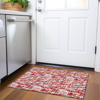 Piper Looms Mayfield Lines AMF1059 Red Machine Washable Area Rug Scatter Lifestyle Image Feature