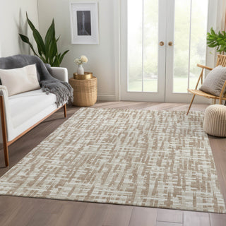 Piper Looms Mayfield Lines AMF1059 Tan Machine Washable Area Rug Lifestyle Image Feature