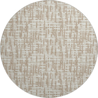 Piper Looms Mayfield Lines AMF1059 Tan Machine Washable Area Rug Round Main Image