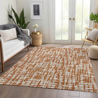 Piper Looms Mayfield Lines AMF1059 Terracotta Machine Washable Area Rug Lifestyle Image Feature