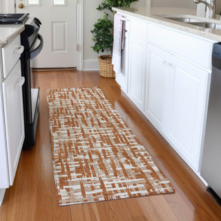 Piper Looms Mayfield Lines AMF1059 Terracotta Machine Washable Area Rug Runner Lifestyle Image Feature