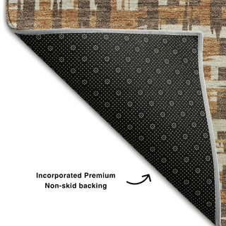 Piper Looms Mayfield Lines AMF1060 Chocolate Machine Washable Area Rug Backing Image