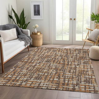 Piper Looms Mayfield Lines AMF1060 Chocolate Machine Washable Area Rug Lifestyle Image Feature