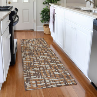 Piper Looms Mayfield Lines AMF1060 Chocolate Machine Washable Area Rug Runner Lifestyle Image Feature