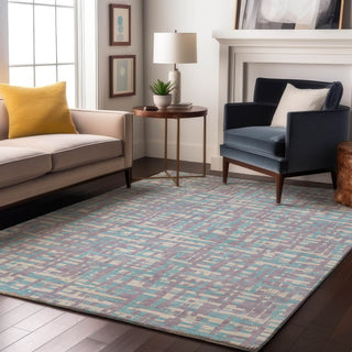 Piper Looms Mayfield Lines AMF1060 Lavender Machine Washable Area Rug Lifestyle Image Feature