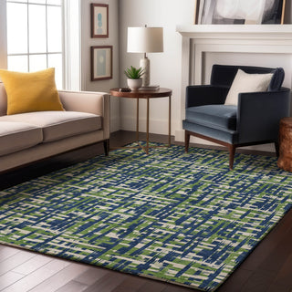 Piper Looms Mayfield Lines AMF1060 Navy Machine Washable Area Rug Lifestyle Image Feature