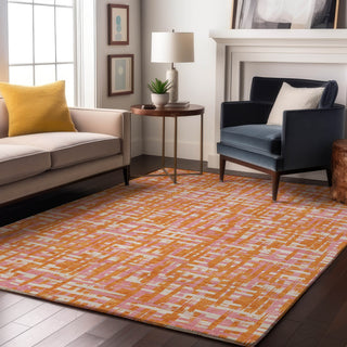 Piper Looms Mayfield Lines AMF1060 Orange Machine Washable Area Rug Lifestyle Image Feature