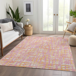 Piper Looms Mayfield Lines AMF1060 Pink Machine Washable Area Rug Lifestyle Image Feature
