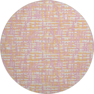Piper Looms Mayfield Lines AMF1060 Pink Machine Washable Area Rug Round Main Image
