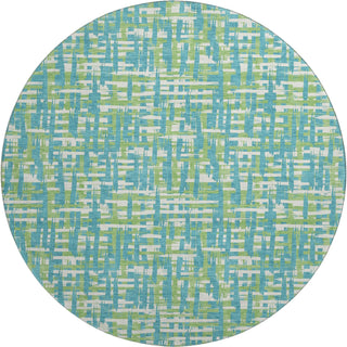 Piper Looms Mayfield Lines AMF1060 Turquoise Machine Washable Area Rug Round Main Image