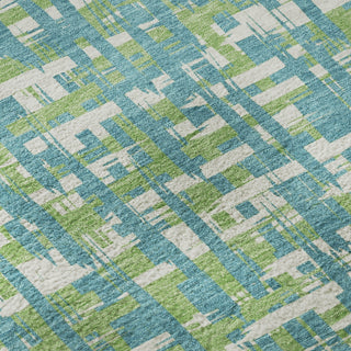 Piper Looms Mayfield Lines AMF1060 Turquoise Machine Washable Area Rug Swatch Image