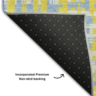 Piper Looms Mayfield Lines AMF1060 Yellow Machine Washable Area Rug Backing Image