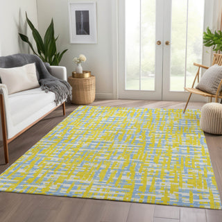 Piper Looms Mayfield Lines AMF1060 Yellow Machine Washable Area Rug Lifestyle Image Feature