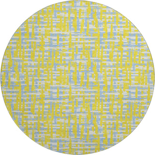 Piper Looms Mayfield Lines AMF1060 Yellow Machine Washable Area Rug Round Main Image