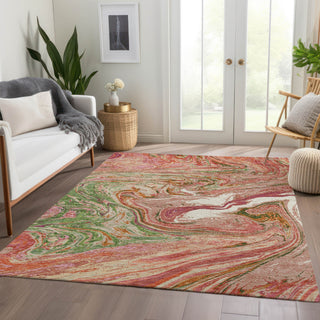 Piper Looms Mayfield Abstract AMF1061 Coral Machine Washable Area Rug Lifestyle Image Feature