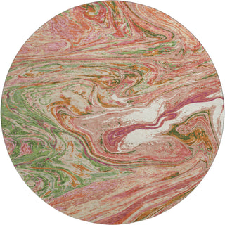 Piper Looms Mayfield Abstract AMF1061 Coral Machine Washable Area Rug Round Main Image