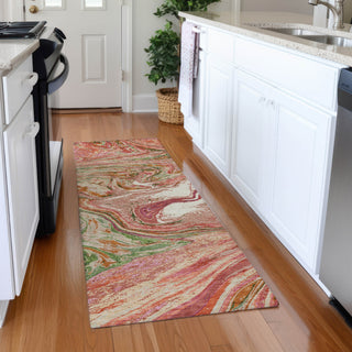Piper Looms Mayfield Abstract AMF1061 Coral Machine Washable Area Rug Runner Lifestyle Image Feature