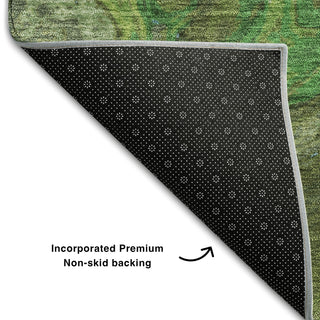 Piper Looms Mayfield Abstract AMF1061 Green Machine Washable Area Rug Backing Image