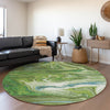 Piper Looms Mayfield Abstract AMF1061 Green Machine Washable Area Rug Round Lifestyle Image Feature