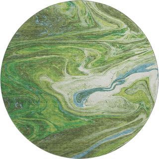 Piper Looms Mayfield Abstract AMF1061 Green Machine Washable Area Rug Round Main Image