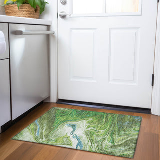 Piper Looms Mayfield Abstract AMF1061 Green Machine Washable Area Rug Scatter Lifestyle Image Feature