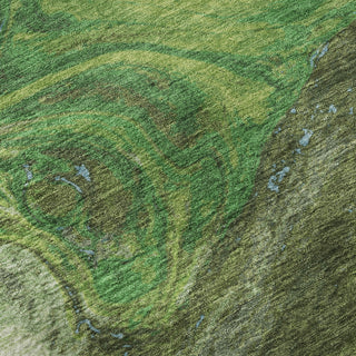 Piper Looms Mayfield Abstract AMF1061 Green Machine Washable Area Rug Swatch Image