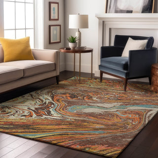 Piper Looms Mayfield Abstract AMF1061 Khaki Machine Washable Area Rug Lifestyle Image Feature