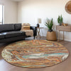 Piper Looms Mayfield Abstract AMF1061 Khaki Machine Washable Area Rug Round Lifestyle Image Feature