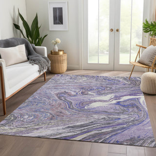 Piper Looms Mayfield Abstract AMF1061 Lavender Machine Washable Area Rug Lifestyle Image Feature