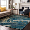 Piper Looms Mayfield Abstract AMF1061 Navy Machine Washable Area Rug Lifestyle Image Feature
