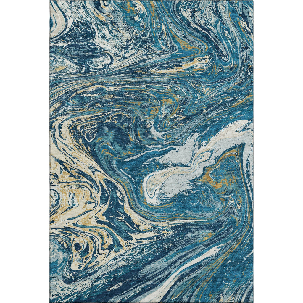 Piper Looms Mayfield Abstract AMF1061 Navy Machine Washable Area Rug main image