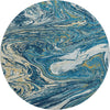 Piper Looms Mayfield Abstract AMF1061 Navy Machine Washable Area Rug Round Main Image