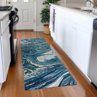 Piper Looms Mayfield Abstract AMF1061 Navy Machine Washable Area Rug Runner Lifestyle Image Feature
