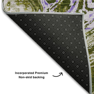 Piper Looms Mayfield Abstract AMF1061 Olive Machine Washable Area Rug Backing Image