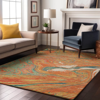 Piper Looms Mayfield Abstract AMF1061 Orange Machine Washable Area Rug Lifestyle Image Feature