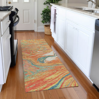 Piper Looms Mayfield Abstract AMF1061 Orange Machine Washable Area Rug Runner Lifestyle Image Feature