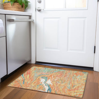 Piper Looms Mayfield Abstract AMF1061 Orange Machine Washable Area Rug Scatter Lifestyle Image Feature