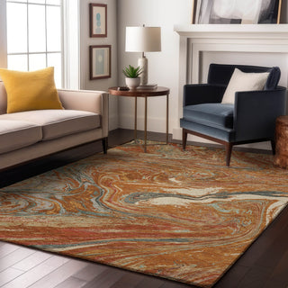Piper Looms Mayfield Abstract AMF1061 Paprika Machine Washable Area Rug Lifestyle Image Feature