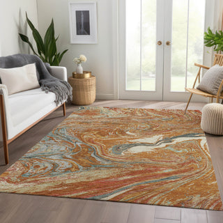Piper Looms Mayfield Abstract AMF1061 Paprika Machine Washable Area Rug Lifestyle Image Feature