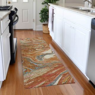 Piper Looms Mayfield Abstract AMF1061 Paprika Machine Washable Area Rug Runner Lifestyle Image Feature